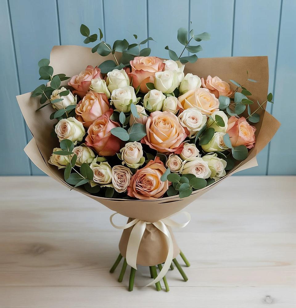 Букет цветов из: Альстромерии и Розы в Нязепетровске