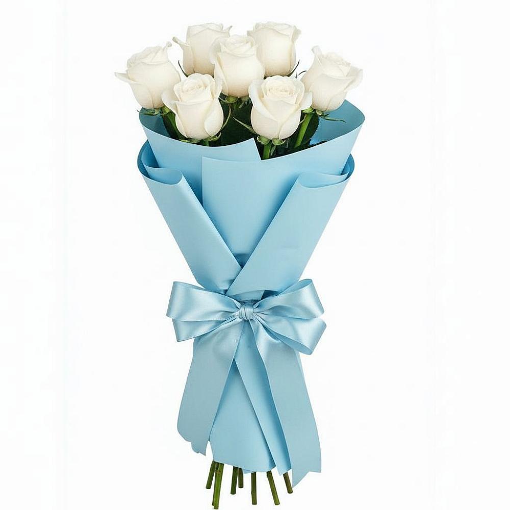 Букет 7 белых роз Проуд в Нязепетровске
