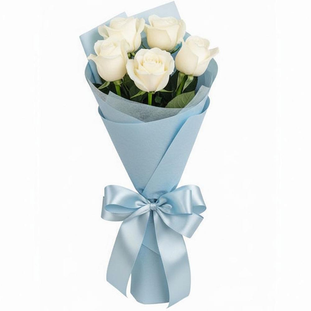 Букет 5 Белых роз Проуд в Нязепетровске