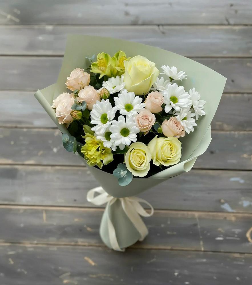 Букет цветов из: Альстромерии, Розы и Хризантемы в Нязепетровске