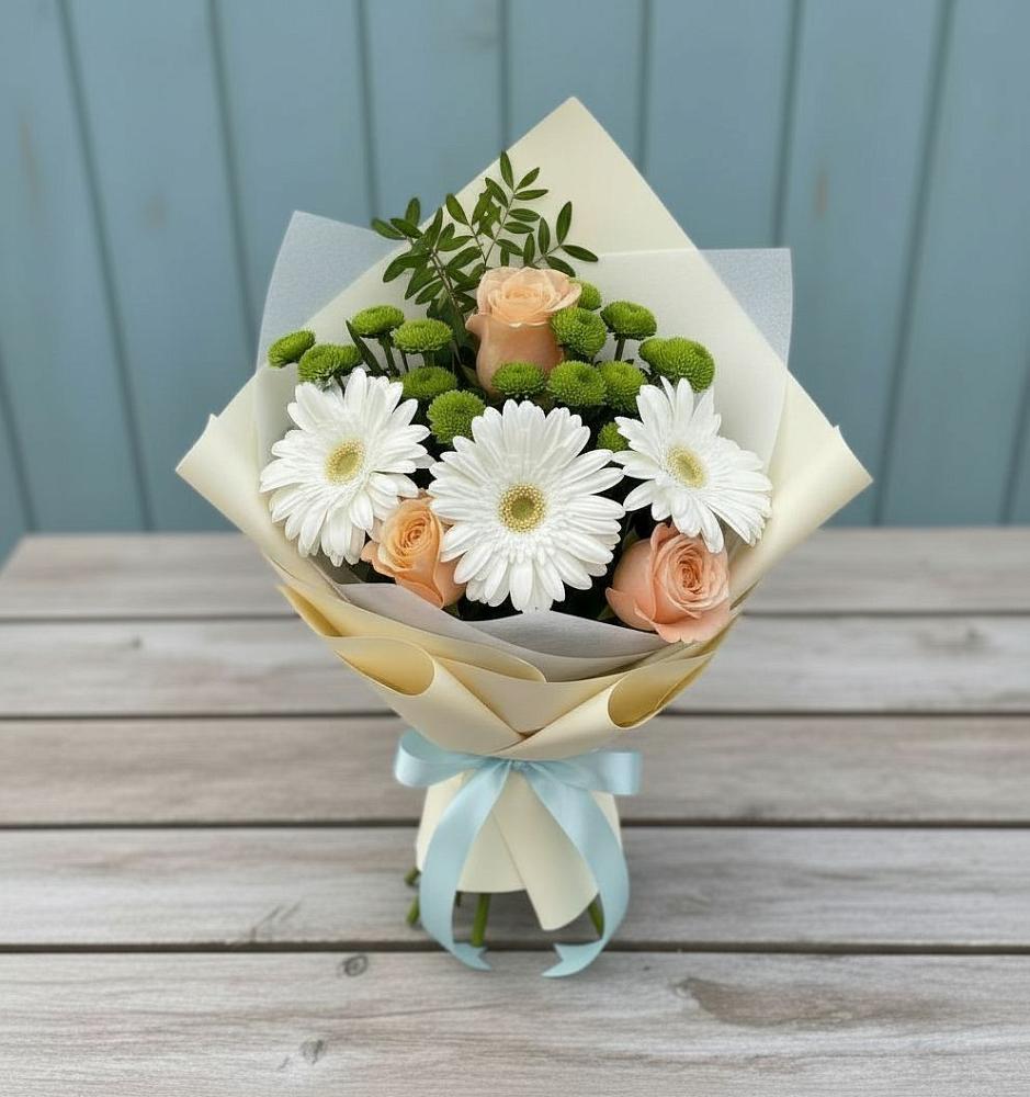 Букет цветов из: Герберы, Розы и Хризантемы в Нязепетровске