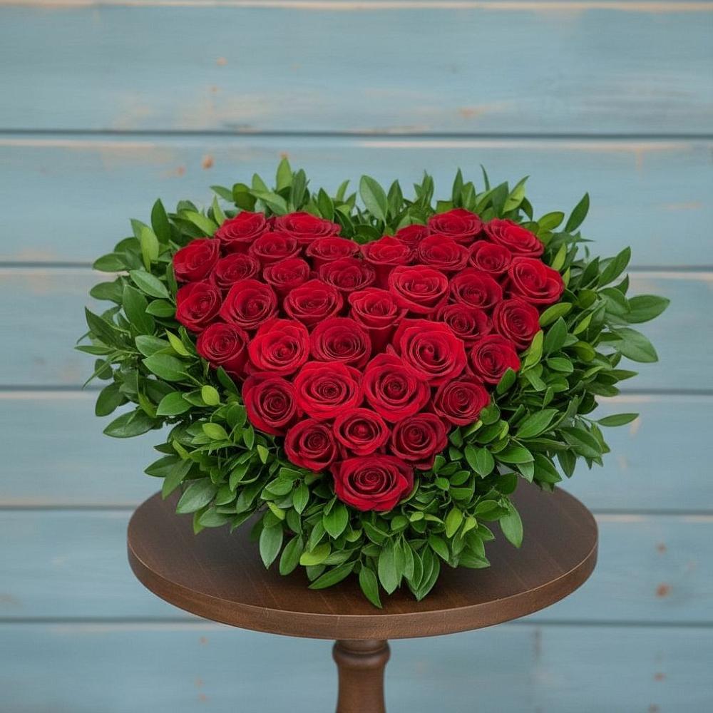 Цветочная композиция из Розы в виде сердца в Нязепетровске