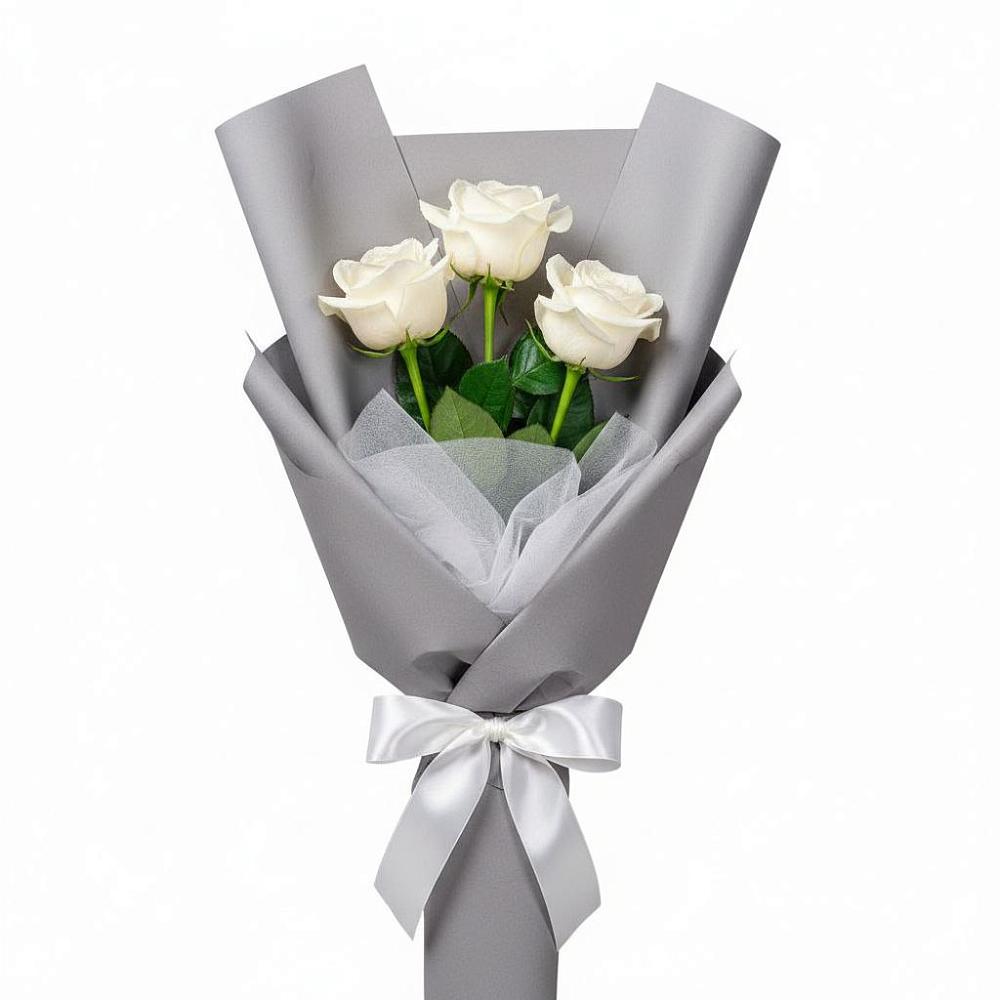 Букет 3 белые розы в Нязепетровске