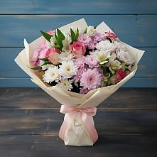 Букет цветов из:  Хризантемы, Альстромерии и Розы в Нязепетровске