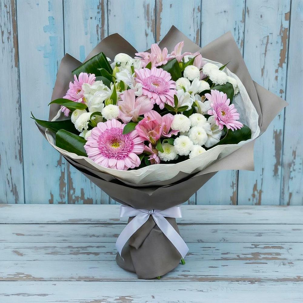 Букет цветов из: Герберы, Альстромерии и Хризантемы в Нязепетровске