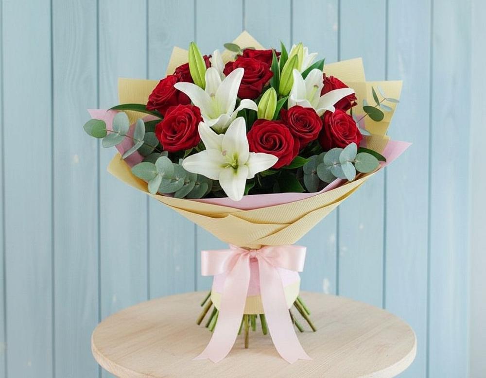 Букет цветов из: Лилии и Розы в Нязепетровске